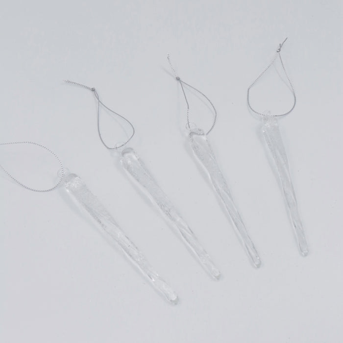 Julepynt istapp frostet 15 cm 4 stk