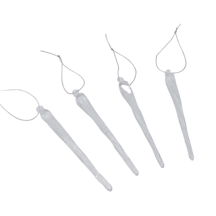 Julepynt istapp frostet 15 cm 4 stk